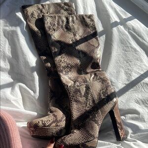 Snakeskin Pattern High Heel Boots